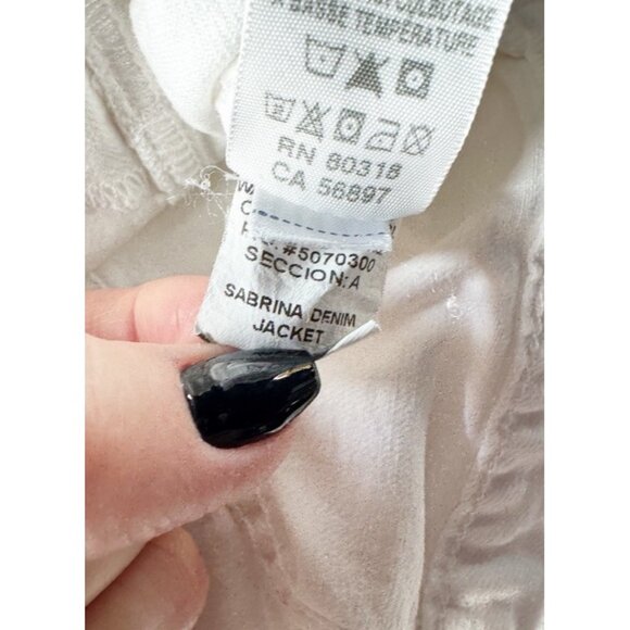 Lucky Brand Woman's Sz XL Sabrina Pearl White Denim Jean Jacket Snap Front - Picture 8 of 10